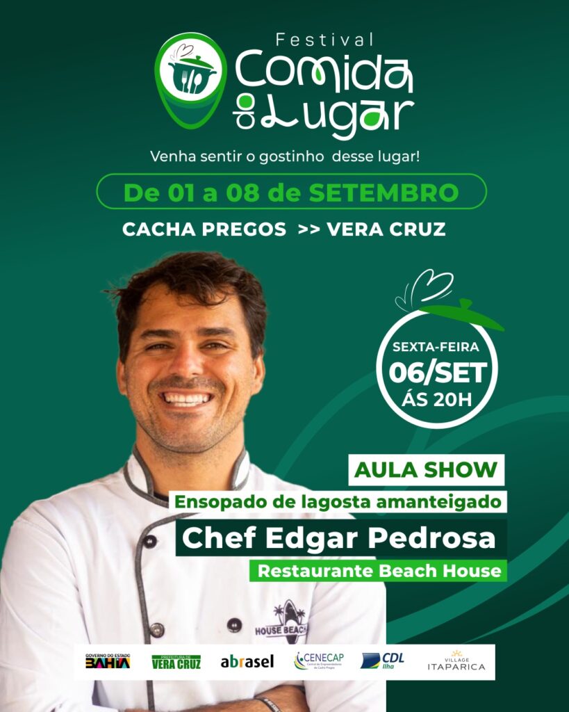 Chef de Tairu participará do festival com receita de lagosta.